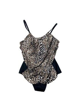 Suddenly Slim by Catalina Leopard Print One-Piece Swimsuit with Padded Cups 3X